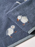Blue Puffin blue cotton face cloths set of 2 (British brand)