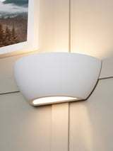Next BHS White Rhonda Paintable Plaster Wall Uplighter- Buy online at McGrocer