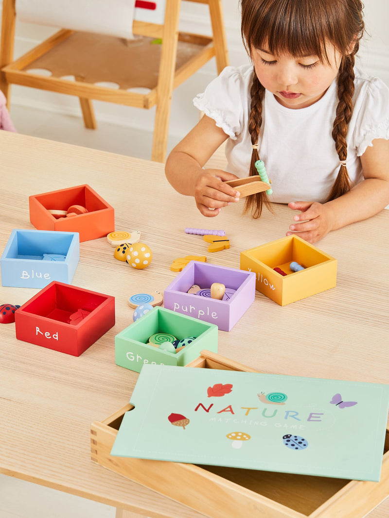 JoJo Maman Bébé nature matching game wooden shapes British brand