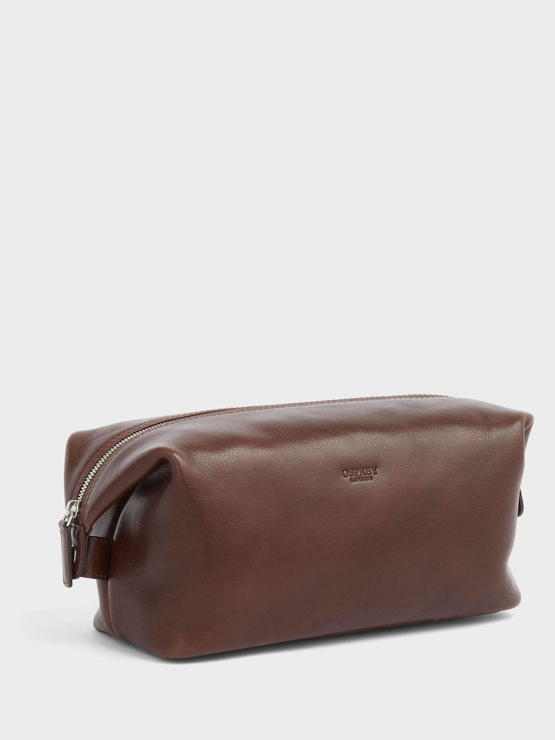 Osprey London Brown Toby Leather Wash Bag, UK version