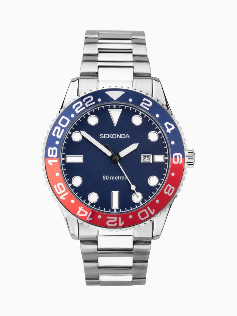 Sekonda Silver Tone Ocean 43mm watch (British brand)