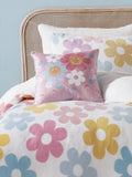 Bedlam pink retro flower plush fleece duvet cover set - British product