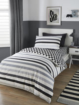 Next Bedlam Grey Beckett Stripe Easy Care Duvet Cover Set- Buy online at McGrocer
