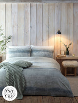 Appletree Green Anson Supersoft 100% Brushed Cotton Stripe Duvet Cover Set