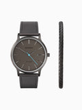 Sekonda Grey Bergen watch gift set with grey dial and leather strap (British brand)