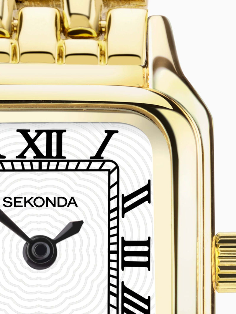 Sekonda Monica gold-tone bracelet watch with white dial (British brand)