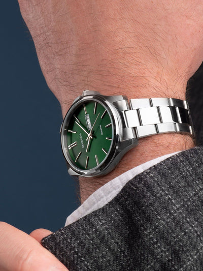 Next Sekonda Jones Men's Green Dial Stainless Steel Bracelet Watch- Buy online at McGrocer