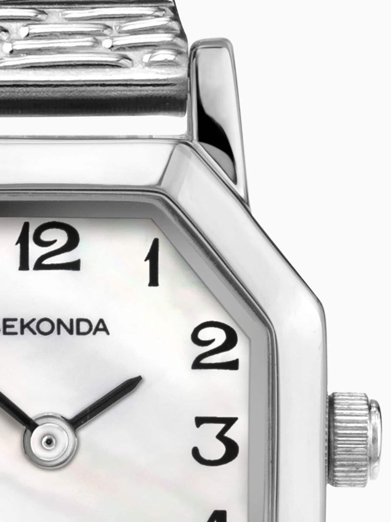 Sekonda White Mila watch with mother-of-pearl dial 21mm (British brand)