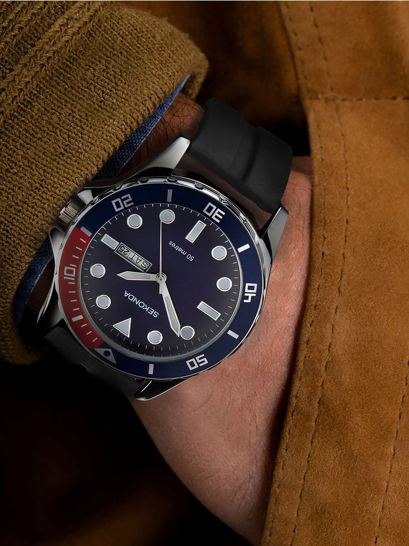 Sekonda Blue Tidal Rubber Strap Watch 44mm (British brand)