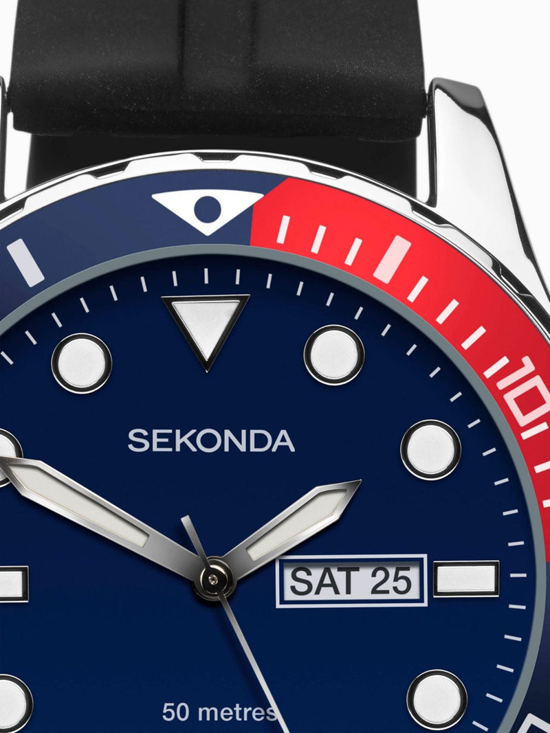 Sekonda Blue Tidal Rubber Strap Watch 44mm (British brand)