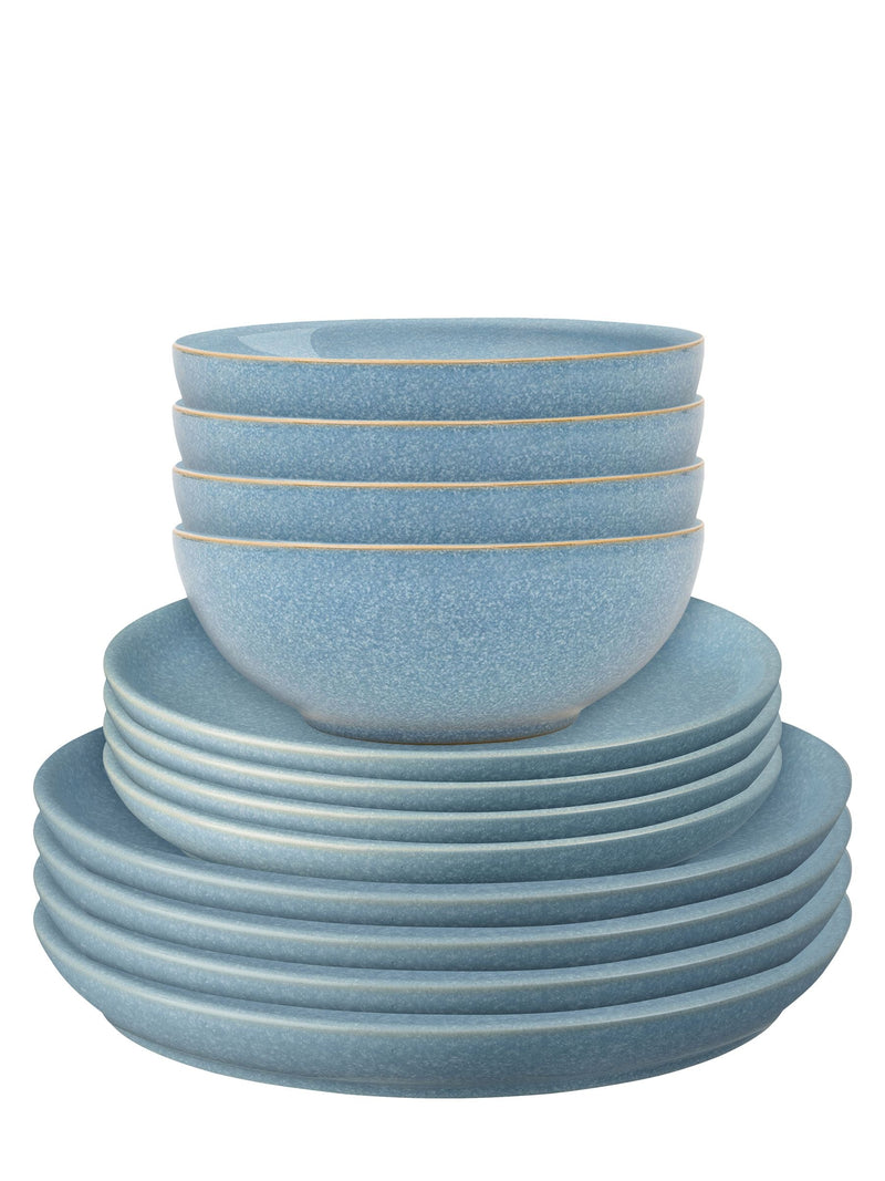 Denby Blue Elements Coupe 12 piece dinnerware set - British product