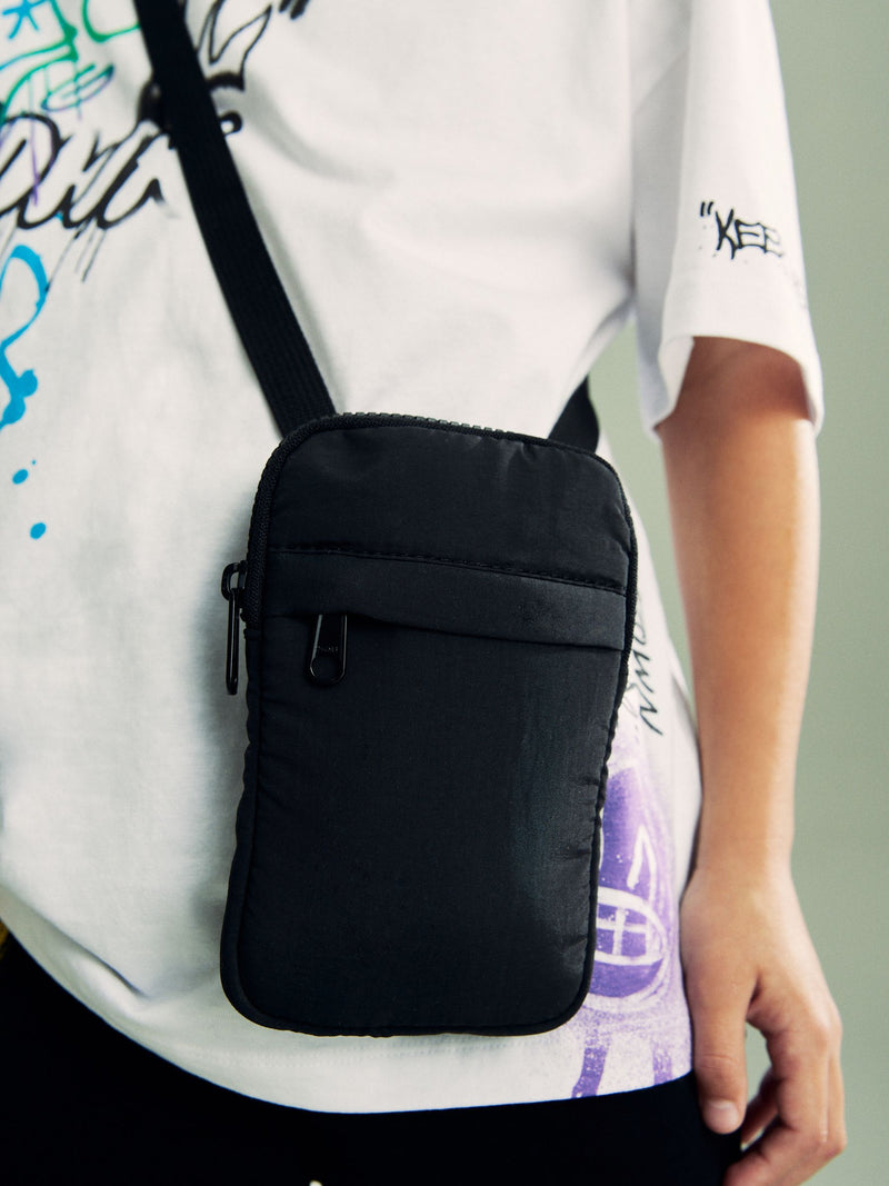 Black mobile phone bag (British brand)