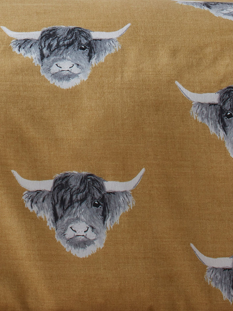 Fusion Yellow Highland Cow brushed duvet cover set - British product