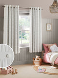 White bobble blackout curtains with eyelet fixture, UK version