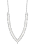 Jon Richard silver pearl crystal V necklace 16'' chain with 3'' extender, UK version