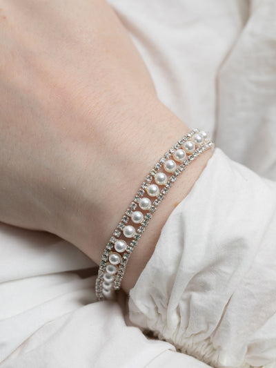 Next Jon Richard Silver Tone Pearl and Crystal Bracelet 180mm- Buy online at McGrocer