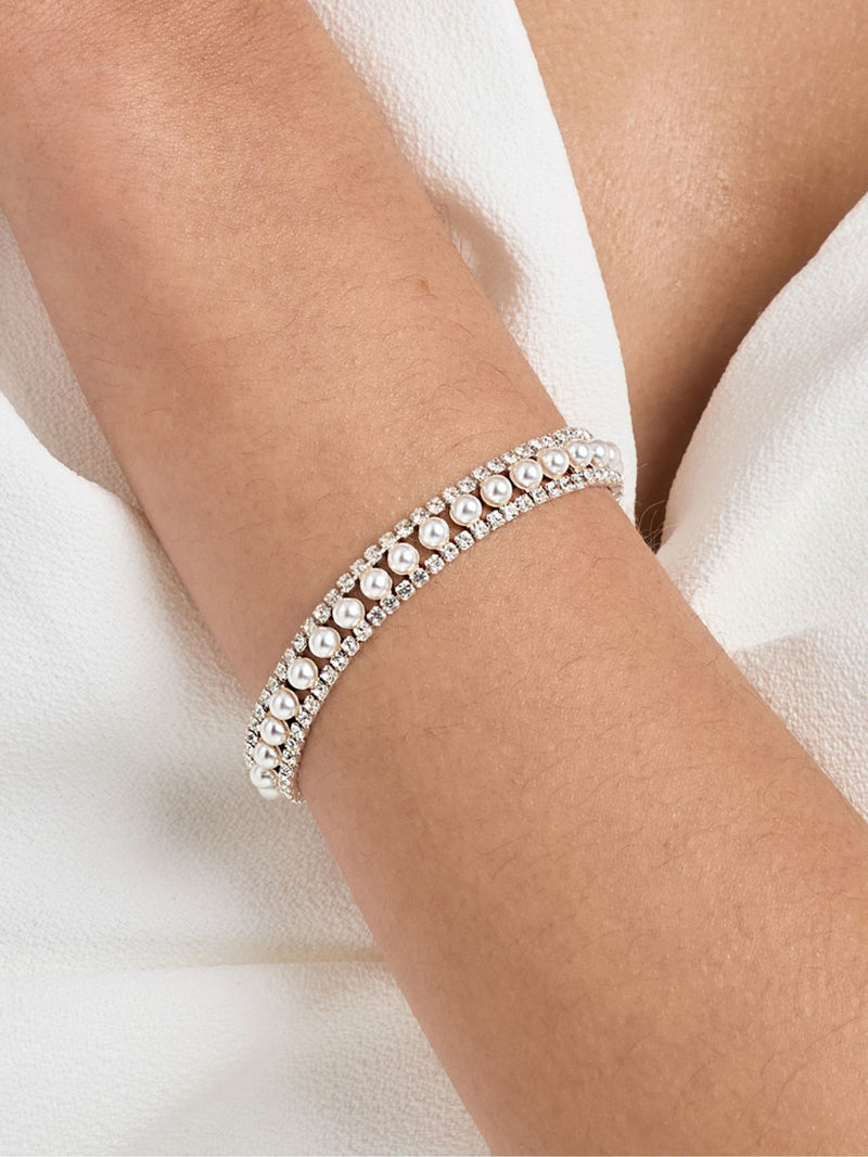 Jon Richard silver tone pearl and crystal bracelet 180mm, UK version