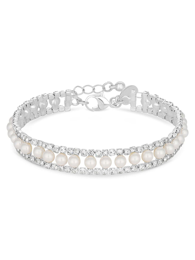 Jon Richard silver tone pearl and crystal bracelet 180mm, UK version