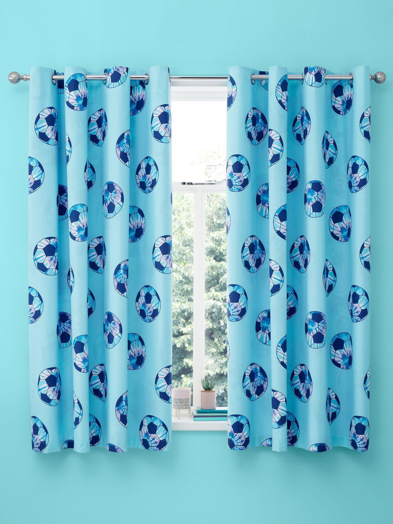Catherine Lansfield tie dye football reversible eyelet curtains 168x183cm - British product