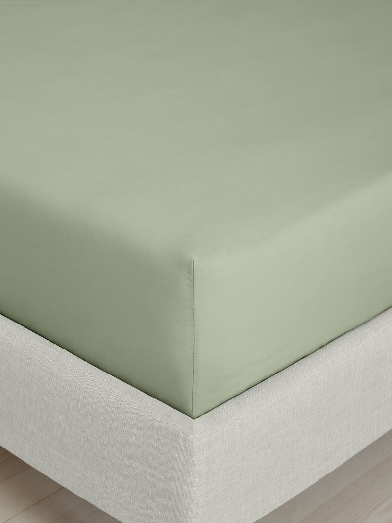 Bianca sage green fitted bed sheet - British product