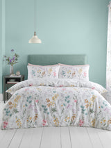 Catherine Lansfield White/Green Emilia Floral Reversible Duvet Cover Set