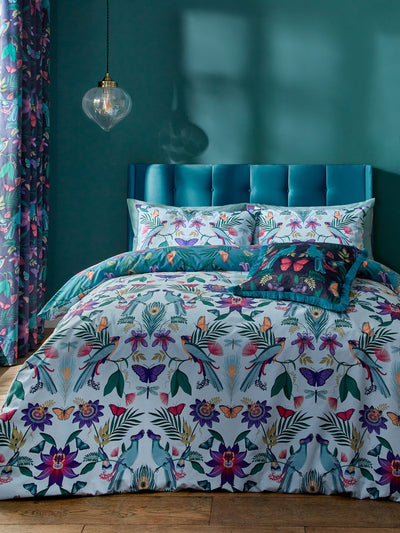 Next Catherine Lansfield Teal Blue Mya Tropical Floral Reversible Duvet Cover Set- Buy online at McGrocer