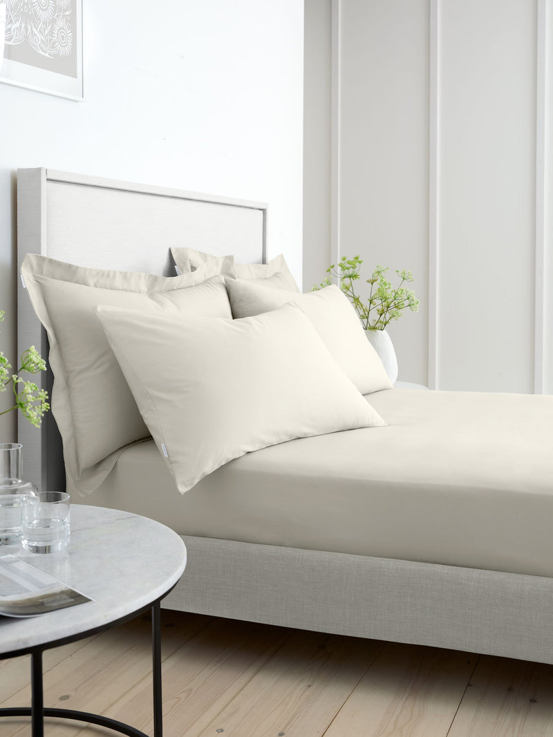 Bianca Natural 200 thread count cotton percale extra deep fitted sheet - British product