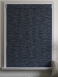 Navy blue boucle roman blind, imported from the UK