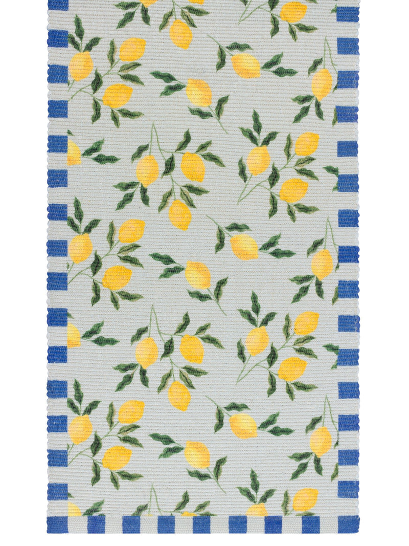Furn Blue Lemons table runner 230cm, imported from the UK