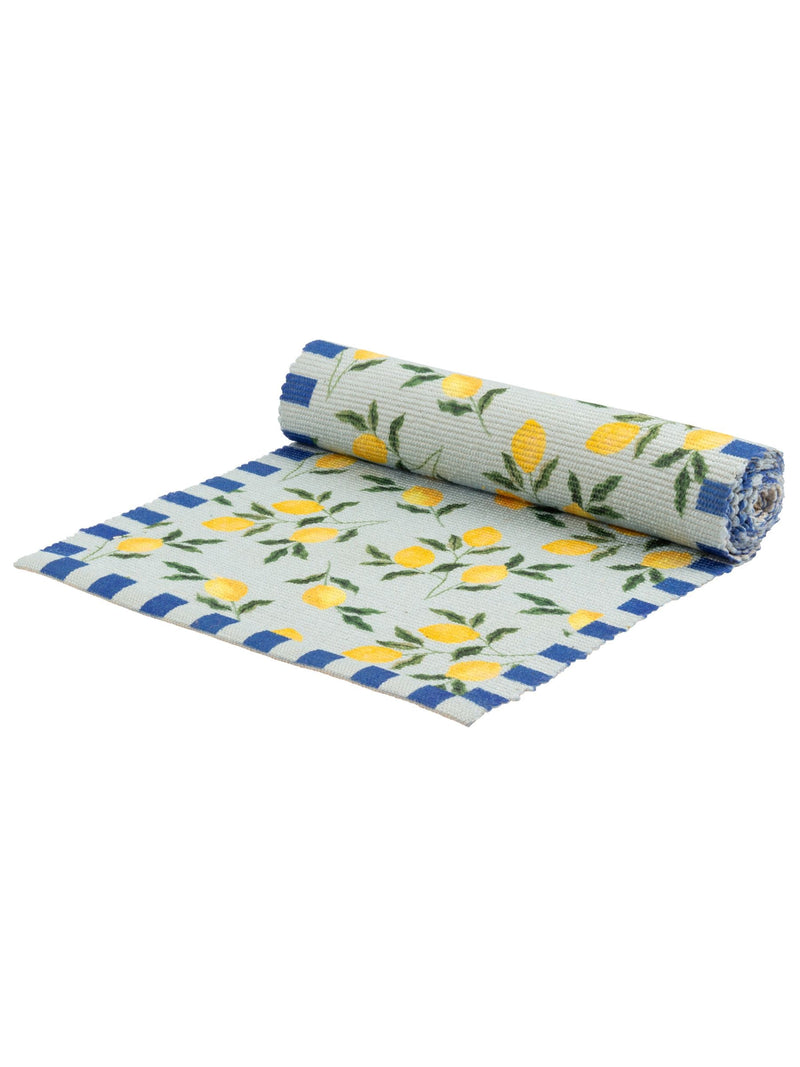 Furn Blue Lemons table runner 230cm, imported from the UK