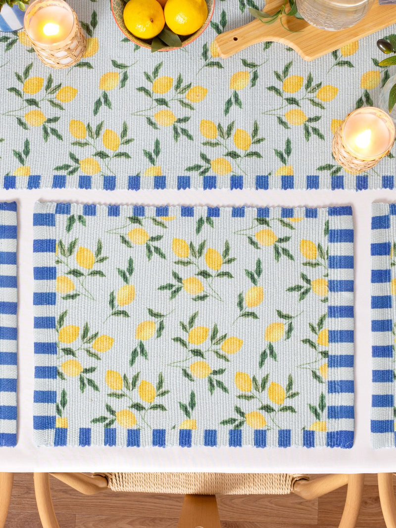 Furn Blue Lemons polyester placemats set of 4, UK version