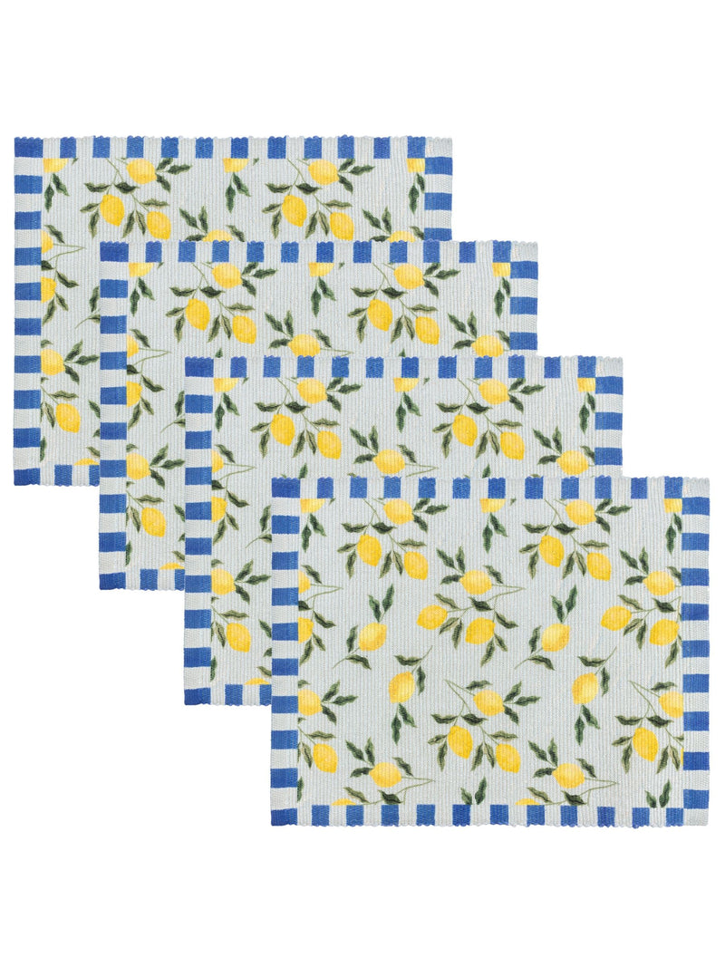 Furn Blue Lemons polyester placemats set of 4, UK version