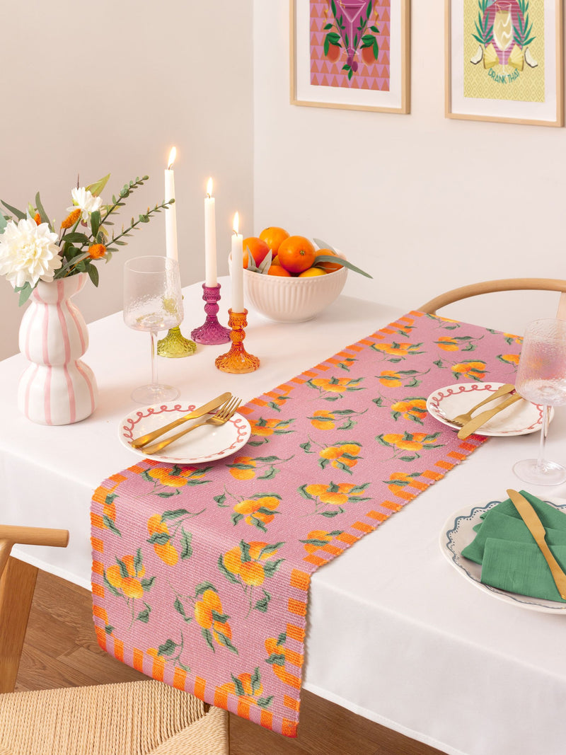 Furn pink oranges table runner 180cm x 35cm, UK version