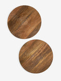 Set of 2 natural Bronx etched wooden placemats 32cm x 32cm (British brand)