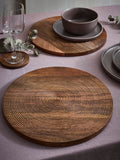 Set of 2 Natural Bronx Etched Wooden Placemats 32cm x 32cm