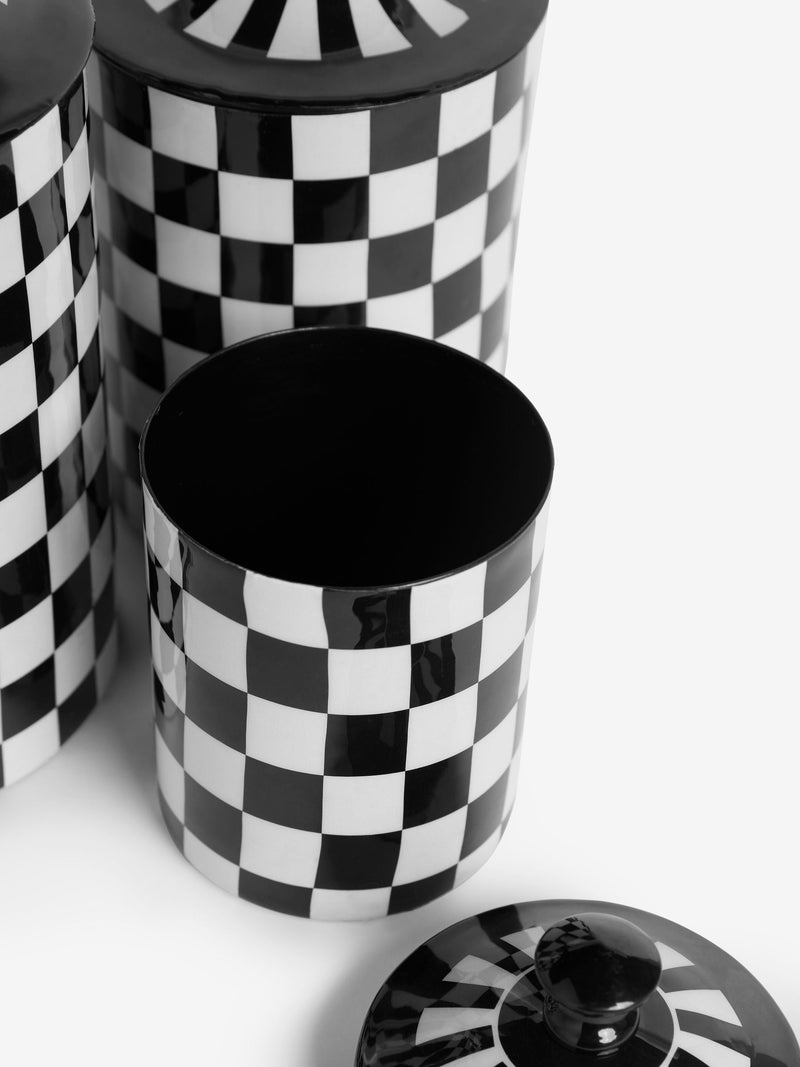 Rockett St George storage tins set of 3 checkerboard - British product