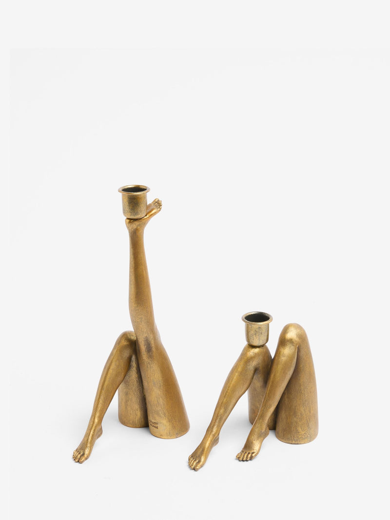 Rockett St George gold leg taper candle holder, imported from the UK