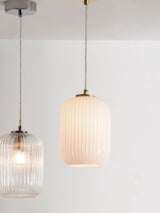 Next Pacific Gold Alessia Glass and Metal Ribbed Glass Pendant Ceiling Light- Buy online at McGrocer