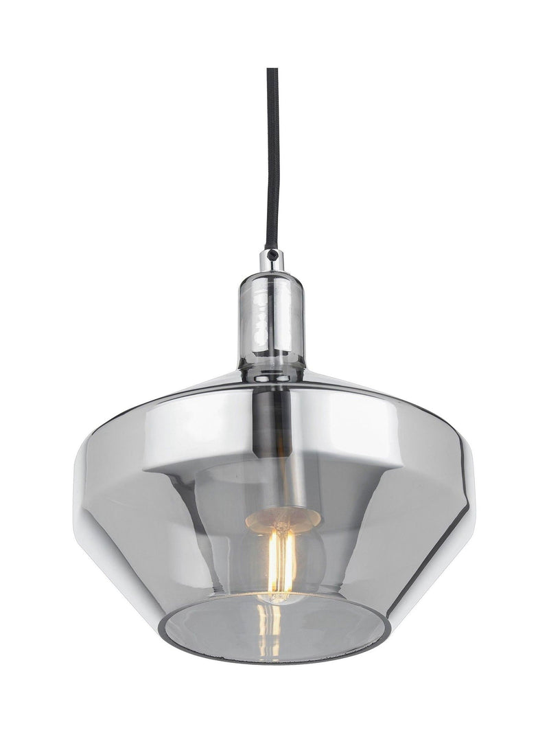 Smoked glass domed pendant light Pacific Grey Jaxon, imported from the UK
