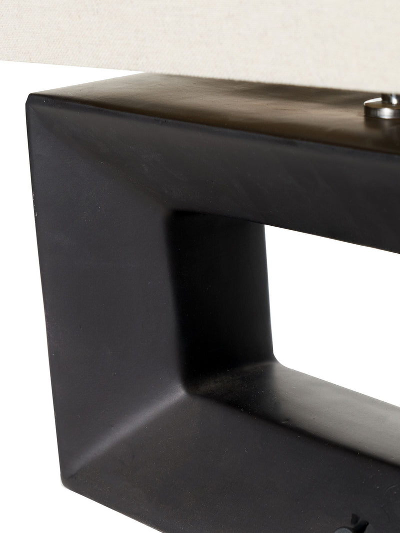 Pacific black ceramic rectangular table lamp, imported from the UK