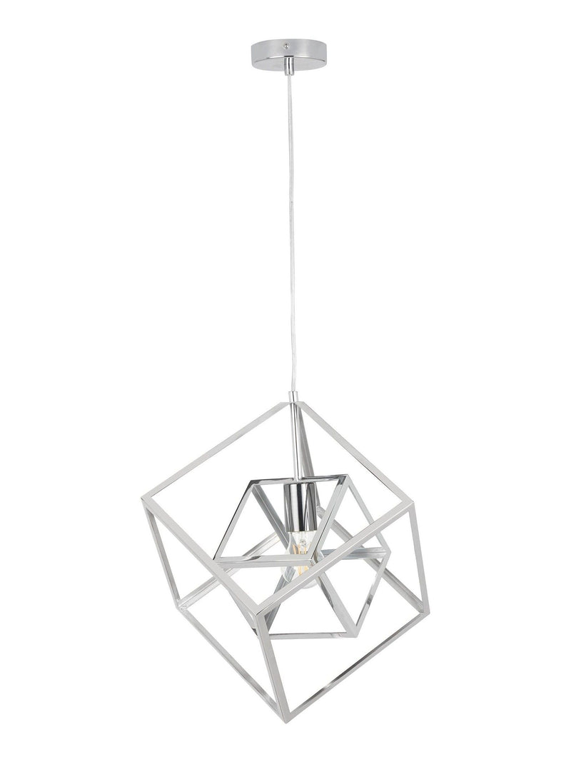 Pacific Silver Alessio shiny nickel cube pendant light, UK version