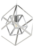 Pacific Silver Alessio shiny nickel cube pendant light, UK version