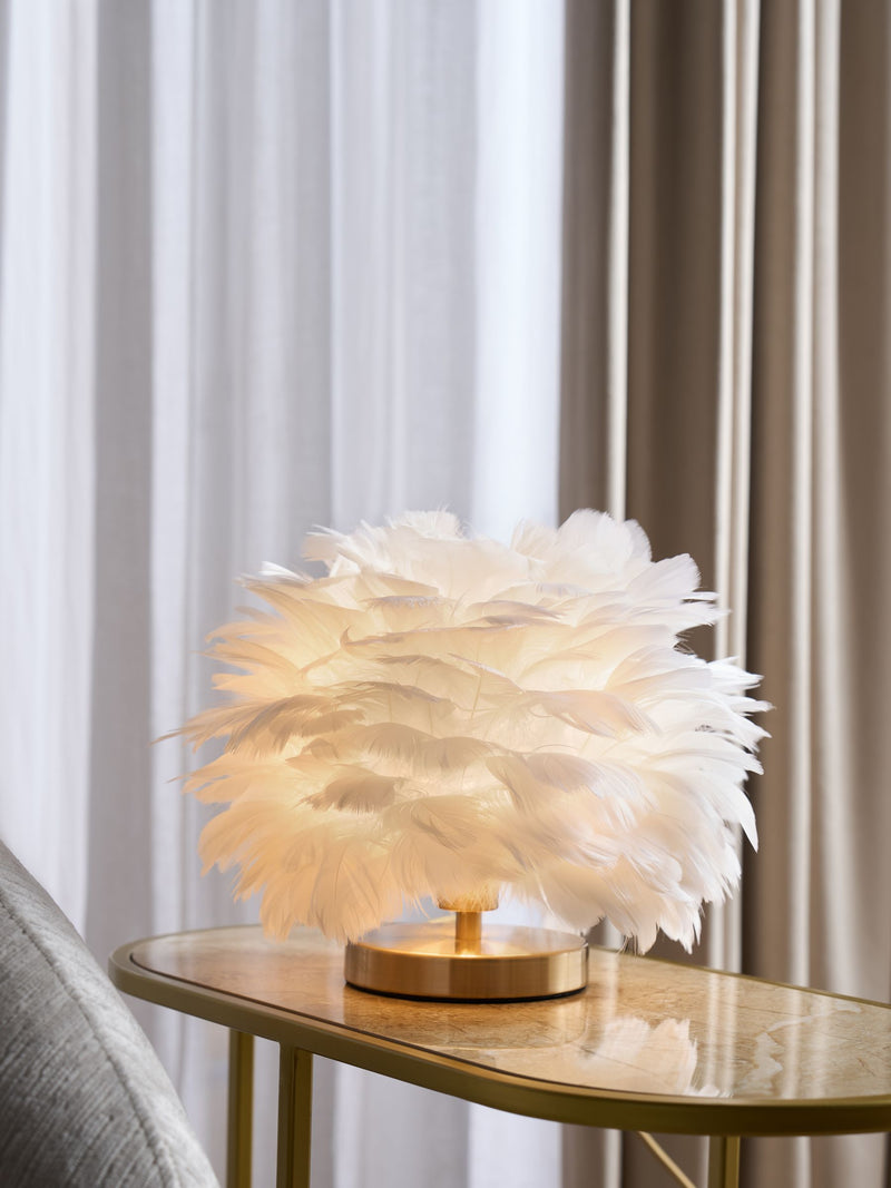 Lipsy white feather touch switch table light 21cm - British product