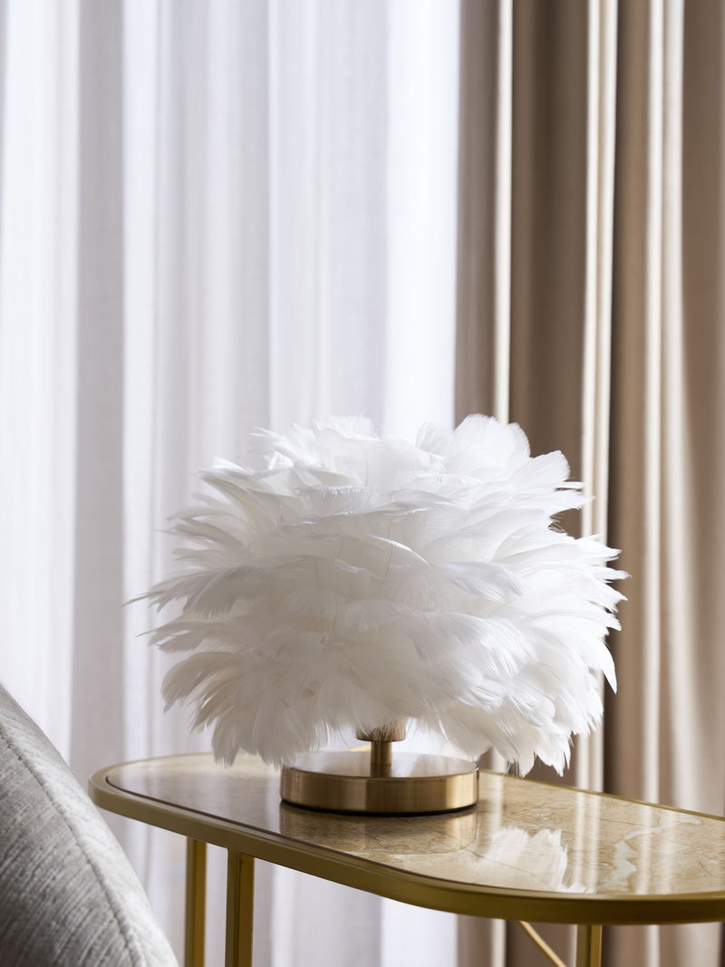 Lipsy white feather touch switch table light 21cm - British product