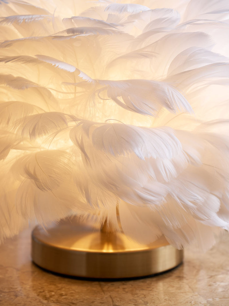 Lipsy white feather touch switch table light 21cm - British product