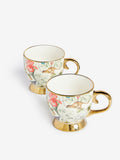 Clarke & Clarke tropical green footed mugs set - British product