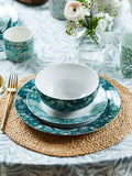 Clarke and Clarke teal blue William Morris Strawberry Thief dinner set 12 piece - British product