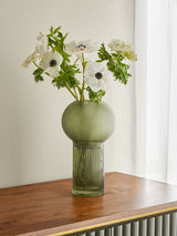 Next Clarke & Clarke Green Ribbed Round Glass Vase 27.5cm- Buy online at McGrocer
