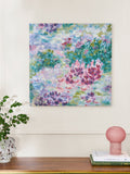 Clarke and Clarke pink and green abstract floral canvas wall art 70cm x 70cm - British product