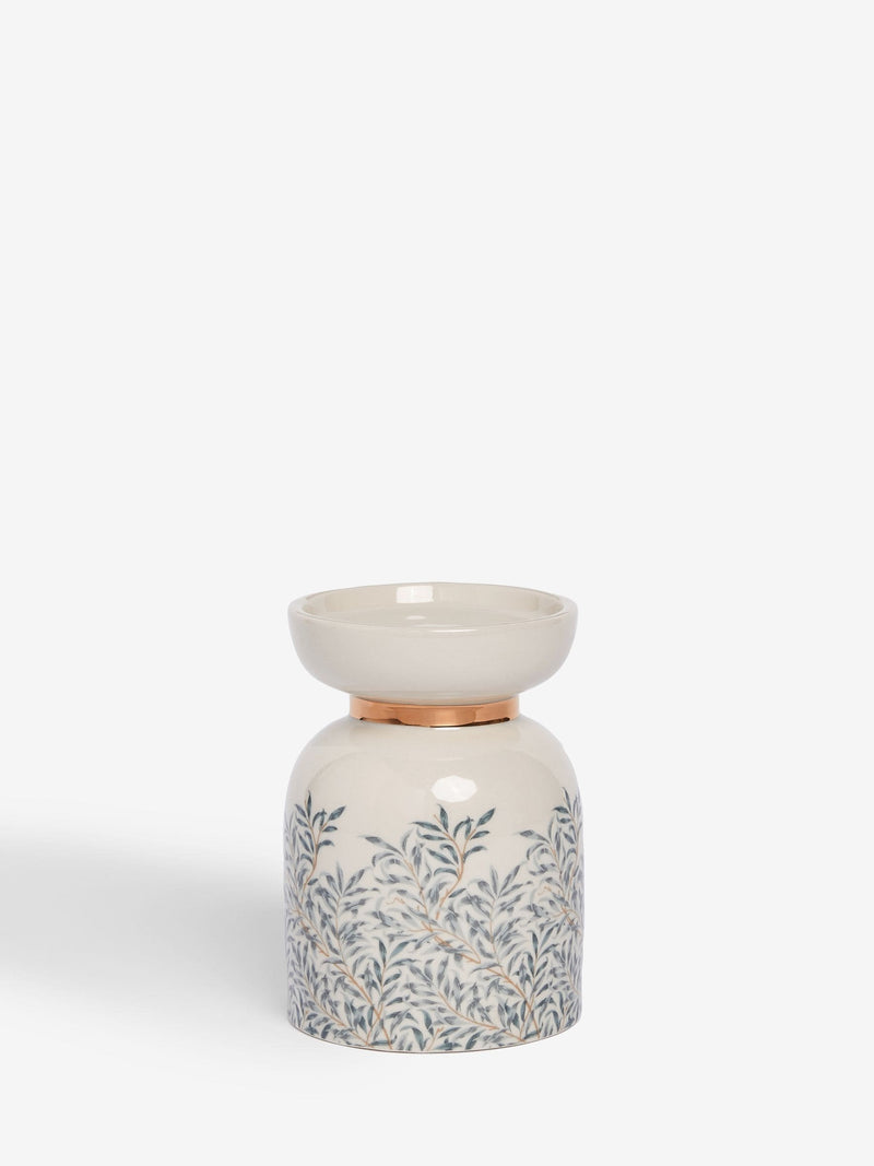 William Morris Cream Leaf Candle Holder Stoneware 14cm (British brand)